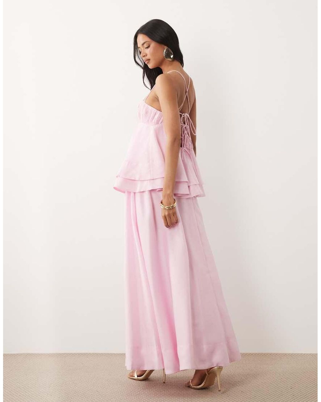 ASOS Pink Double Layer Maxi Dress