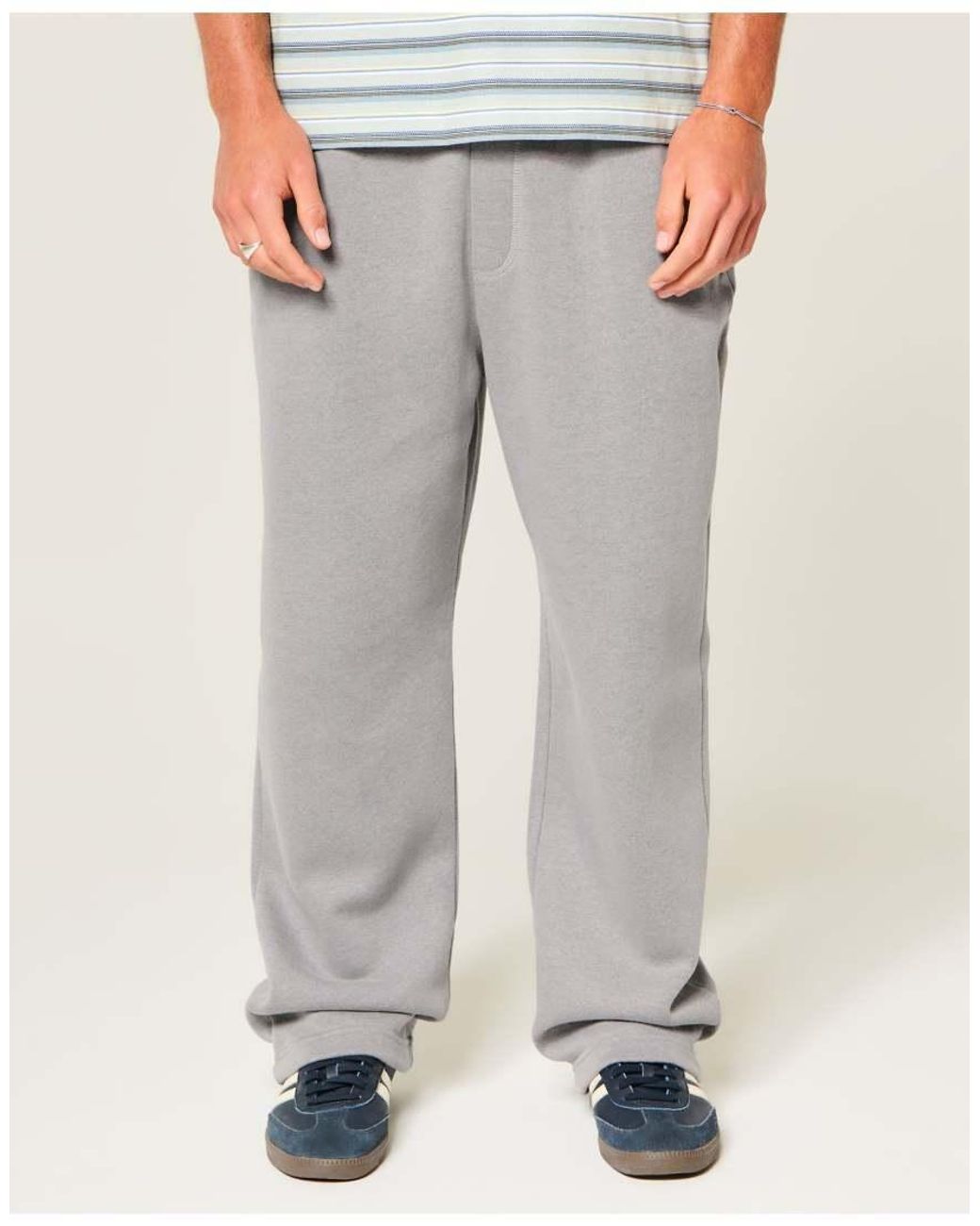 Hollister White Back Pocket Graphic Baggy Sweatpants for men