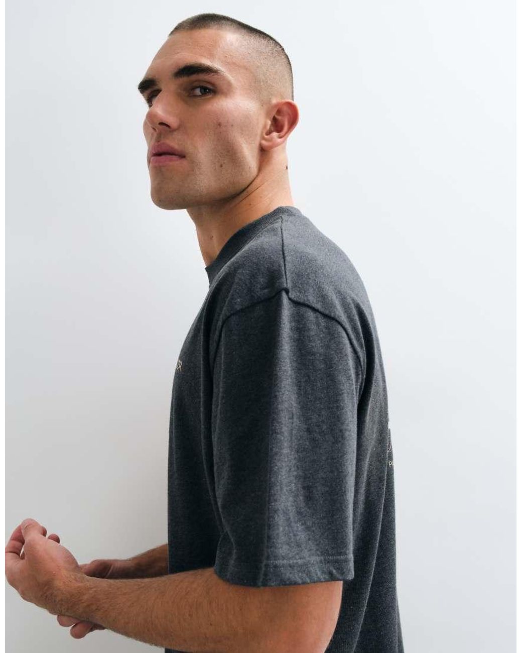 PEGADOR Blue Pitigliano Oversized Short Sleeve T-shirt With Back Print Logo for men
