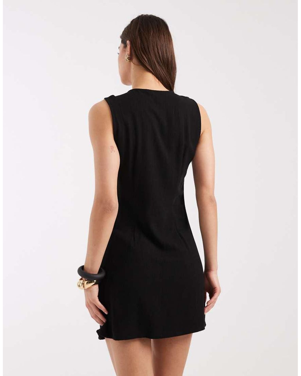 ONLY Black Sleeveless Linen Blend Mini Dress
