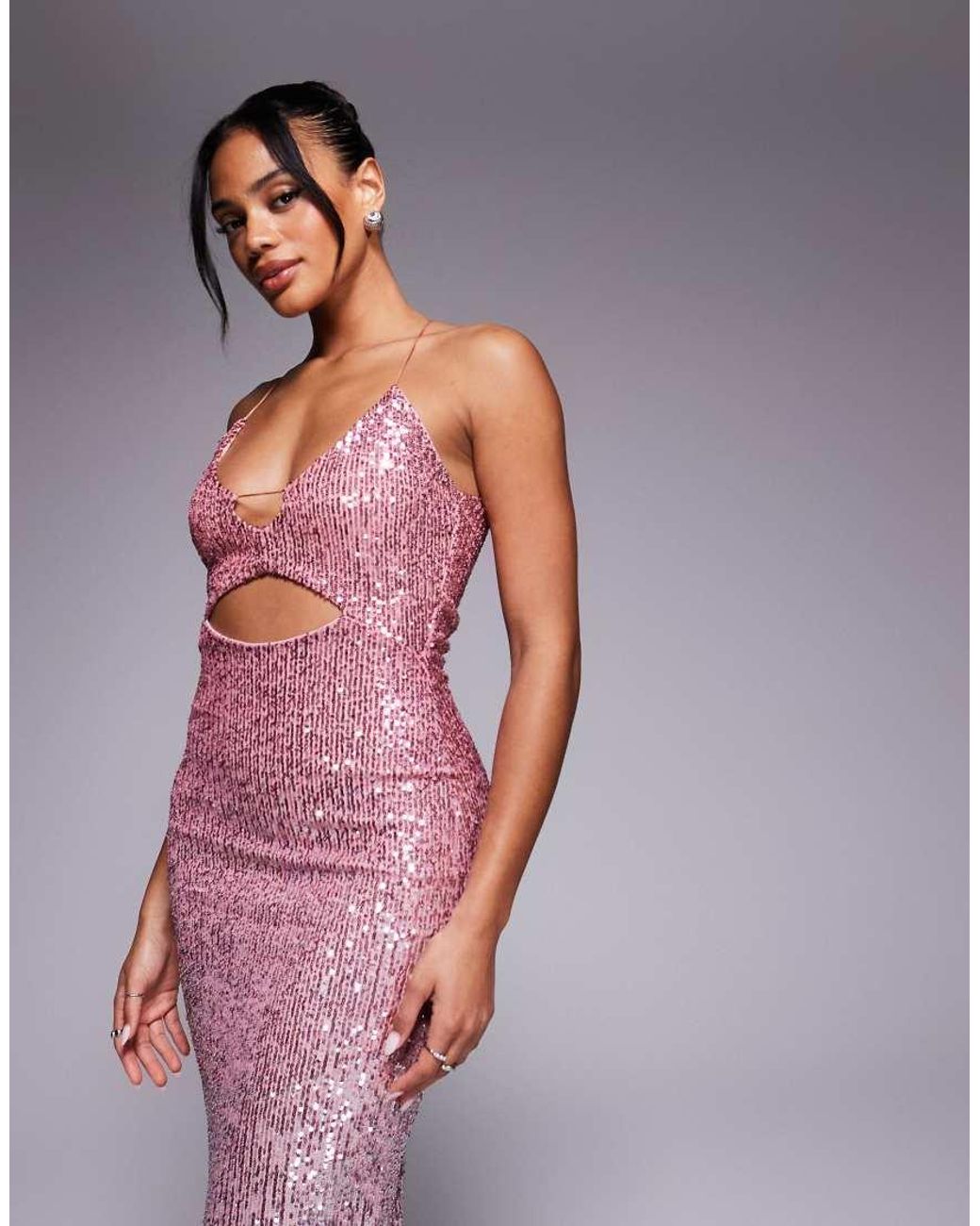 Vesper Purple Strappy Sequin Midaxi Dress
