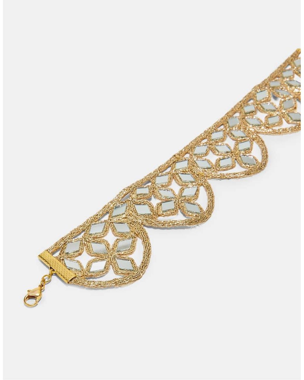 Stradivarius White Mirror Wave Choker