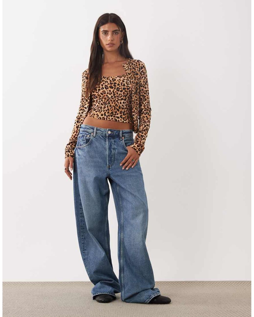 Miss Selfridge Blue Ribbed Cardigan And Cami Set