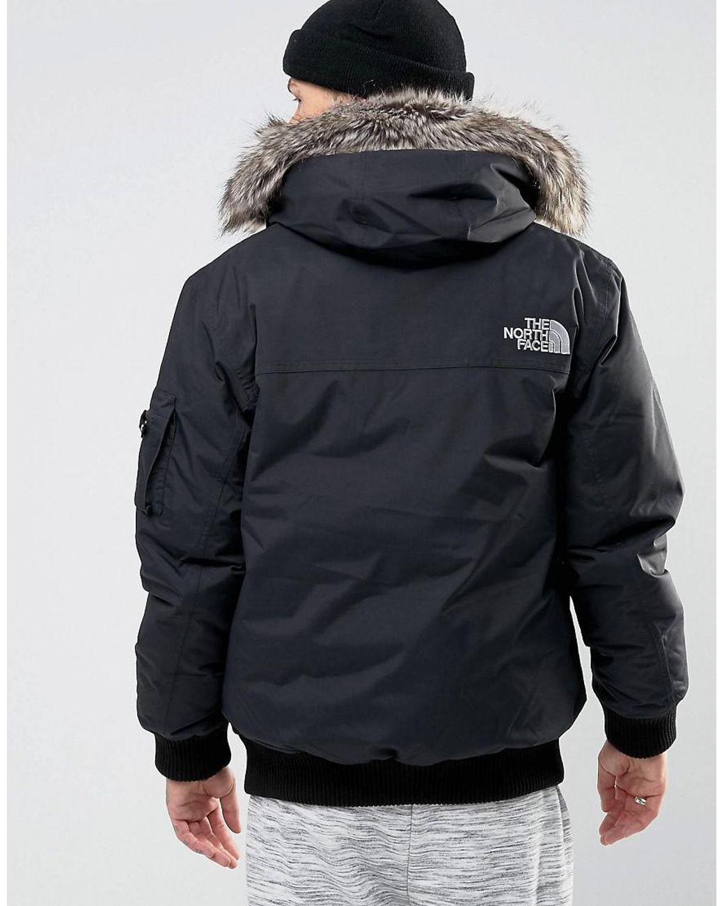 The North Face Gotham Bomber Jacket With Detachable Faux Fur Hood In Black  for Men | Lyst