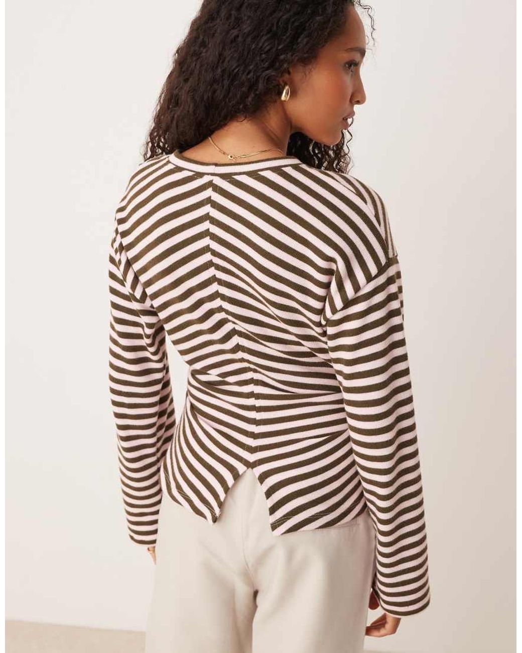 ASOS Brown Supersoft Long Sleeve Corset Waist Tee
