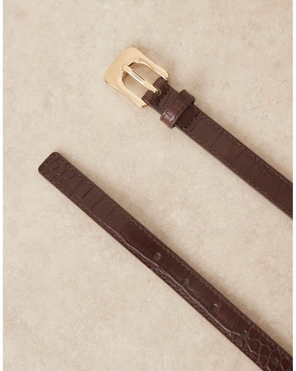 Mango Blue Faux Croc Textured Belt