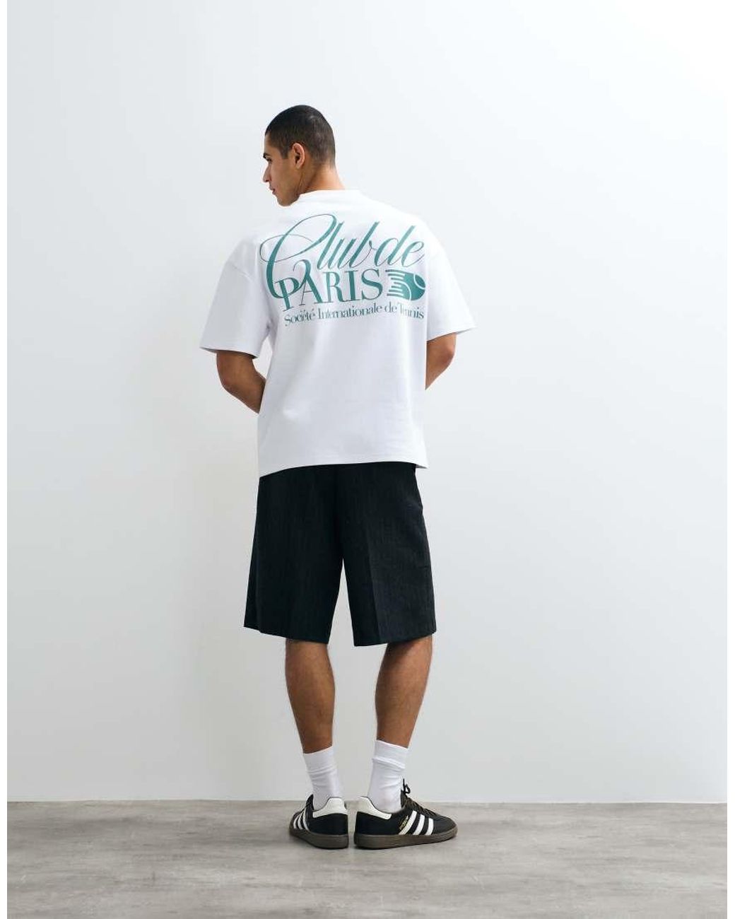 River Island White Oversized 'Club Paris Tennis' T-Shirt for men