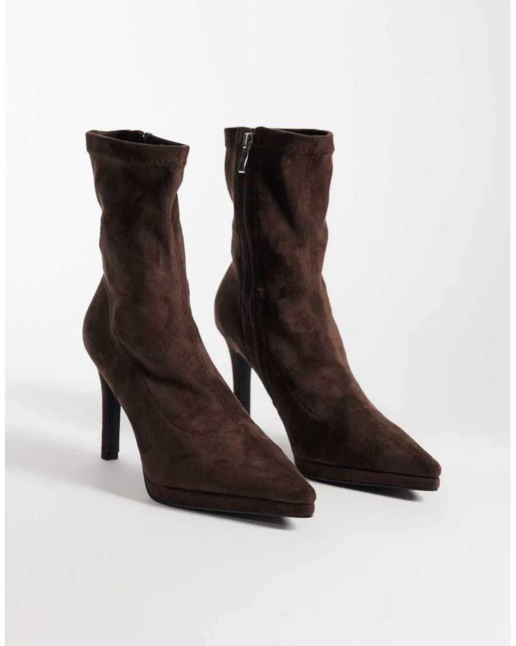 SIMMI Brown Simmi London Grech Heeled Sock Boots