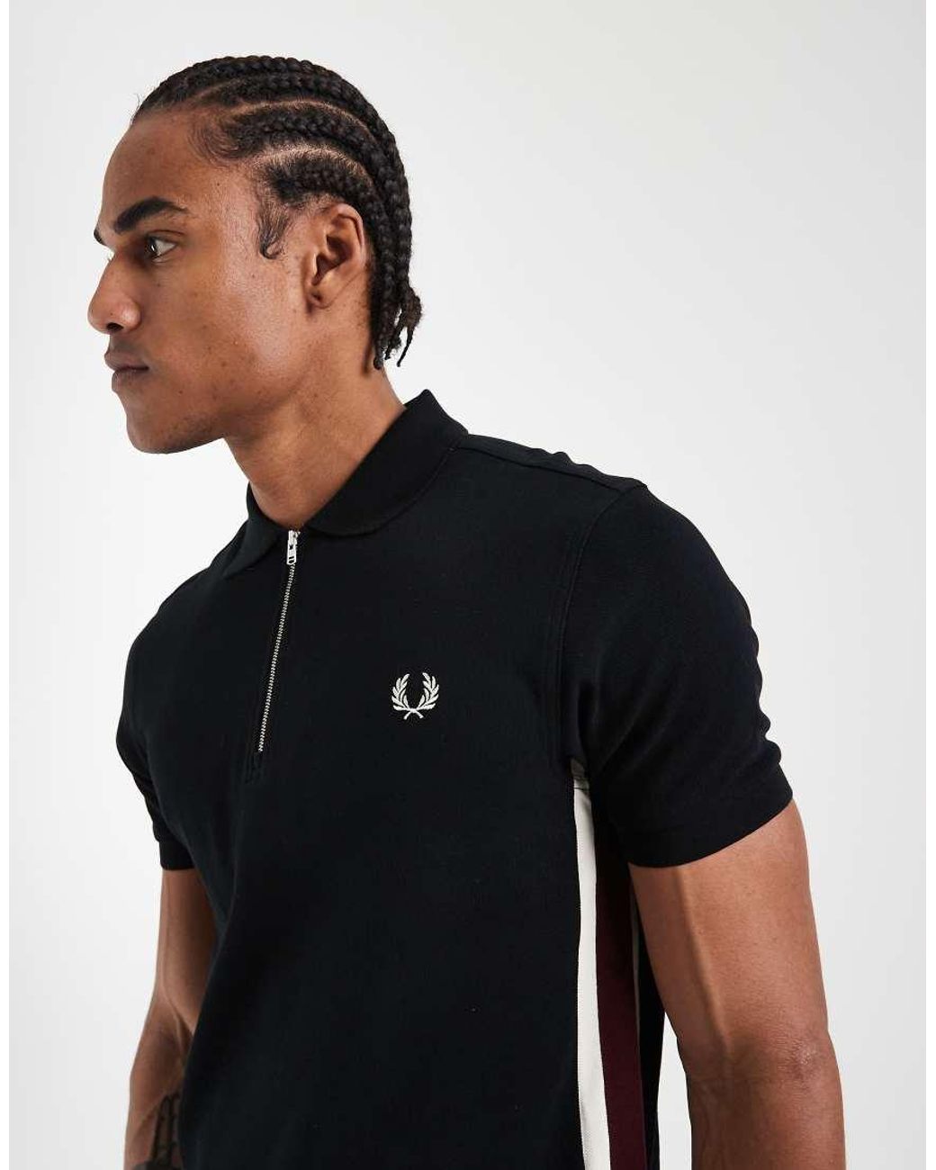 Fred Perry White Tramline Stripe Polo Shirt for men