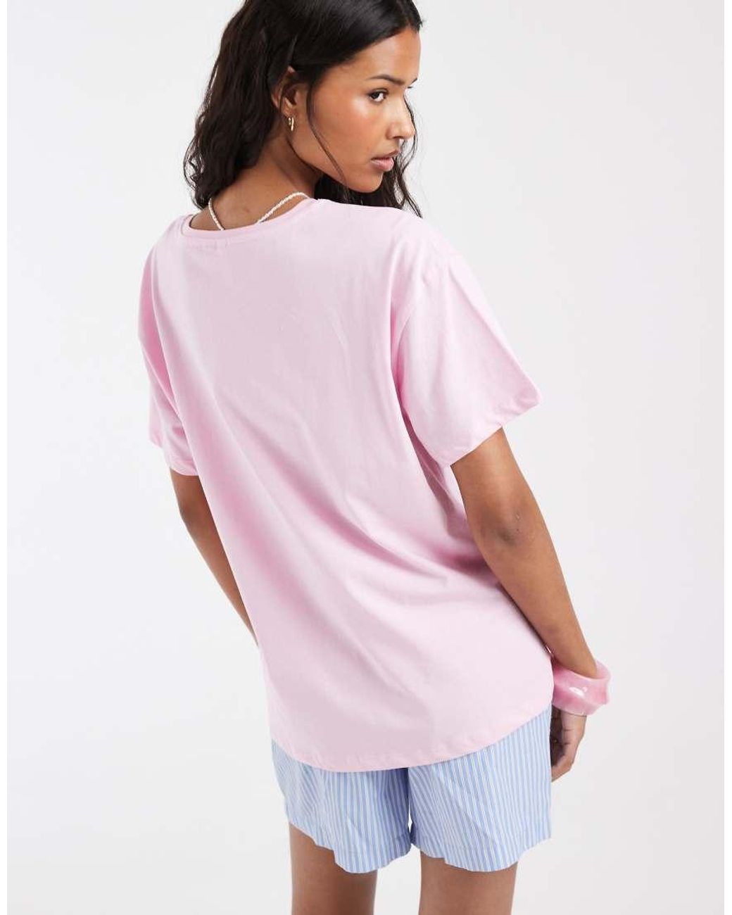 Pieces Pink Oversized Fruit Graphic T-shirt