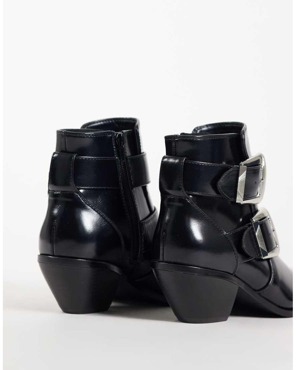 ASOS White Ruben Boho Buckle Heeled Ankle Boots