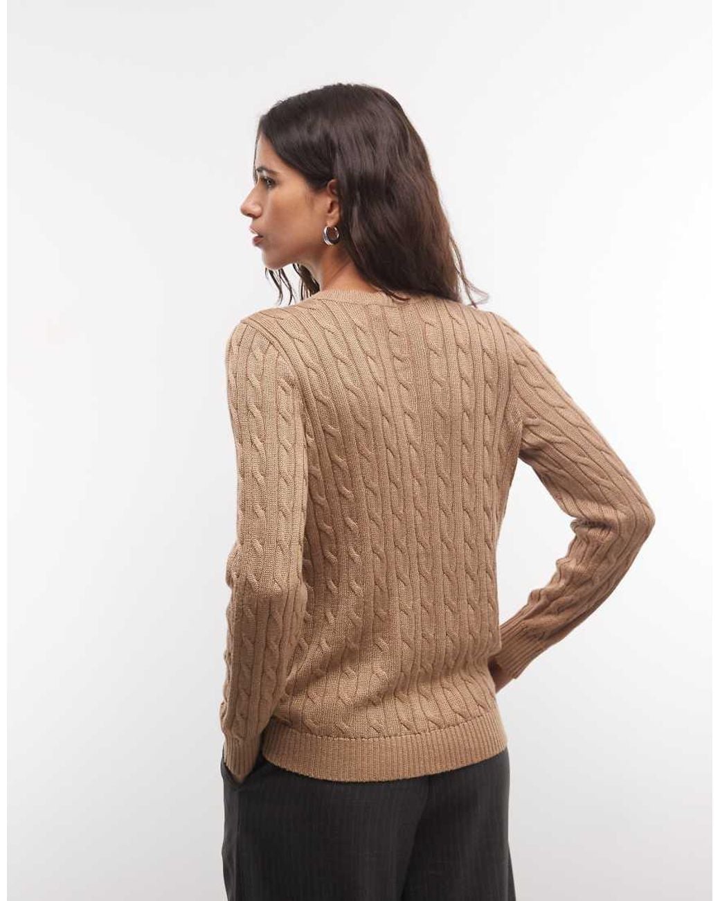 Ralph Lauren Natural Logo Cotton Cable Knit Cardigan