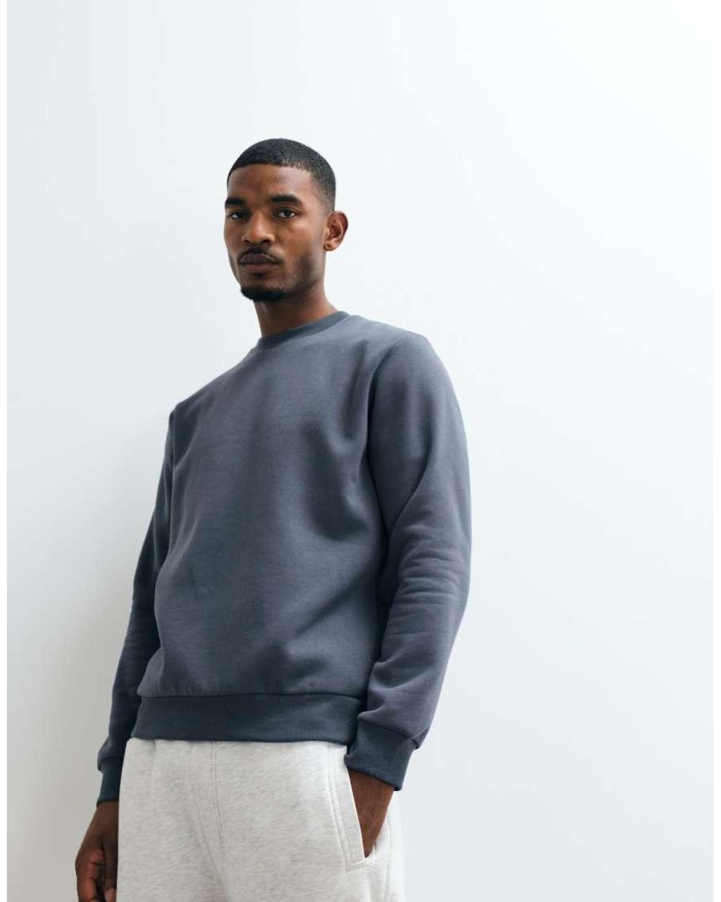 Jack & Jones Blue Oversized Crew Neck Jumper for men