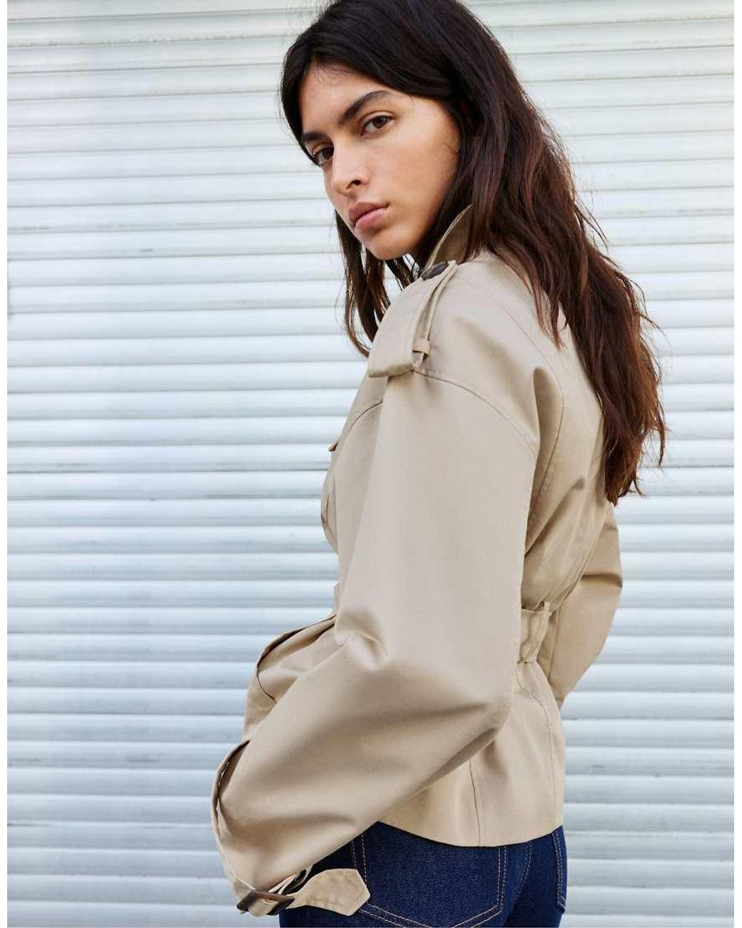 Pull&Bear Natural Short Belted Trench Coat
