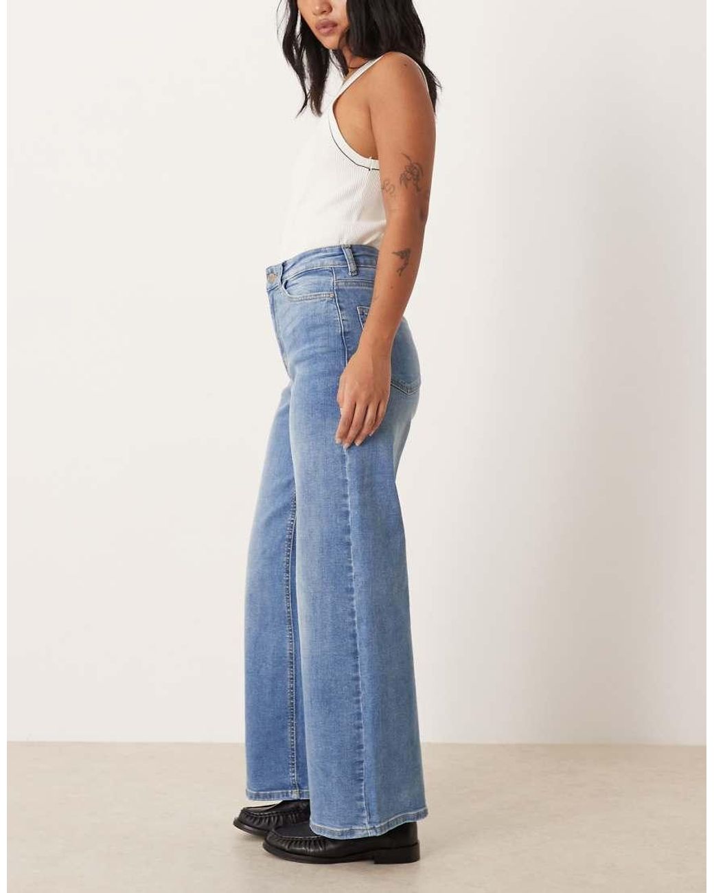 JDY Petite Blue Felina High Waist Wide Leg Jean