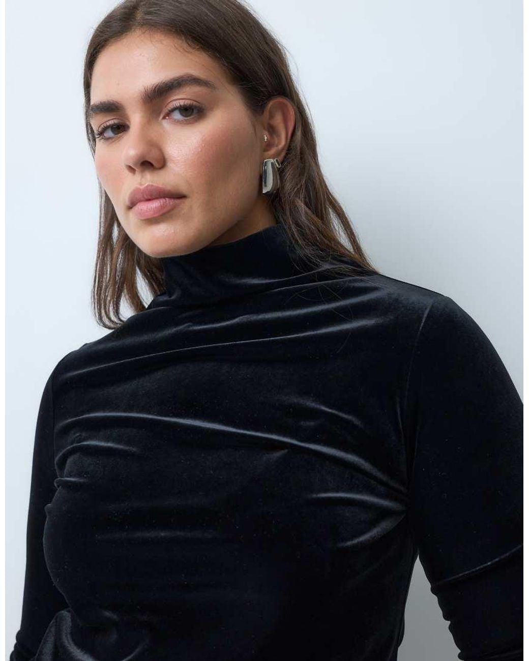 ASOS Blue Asos Design Curve Velvet Roll Neck Top