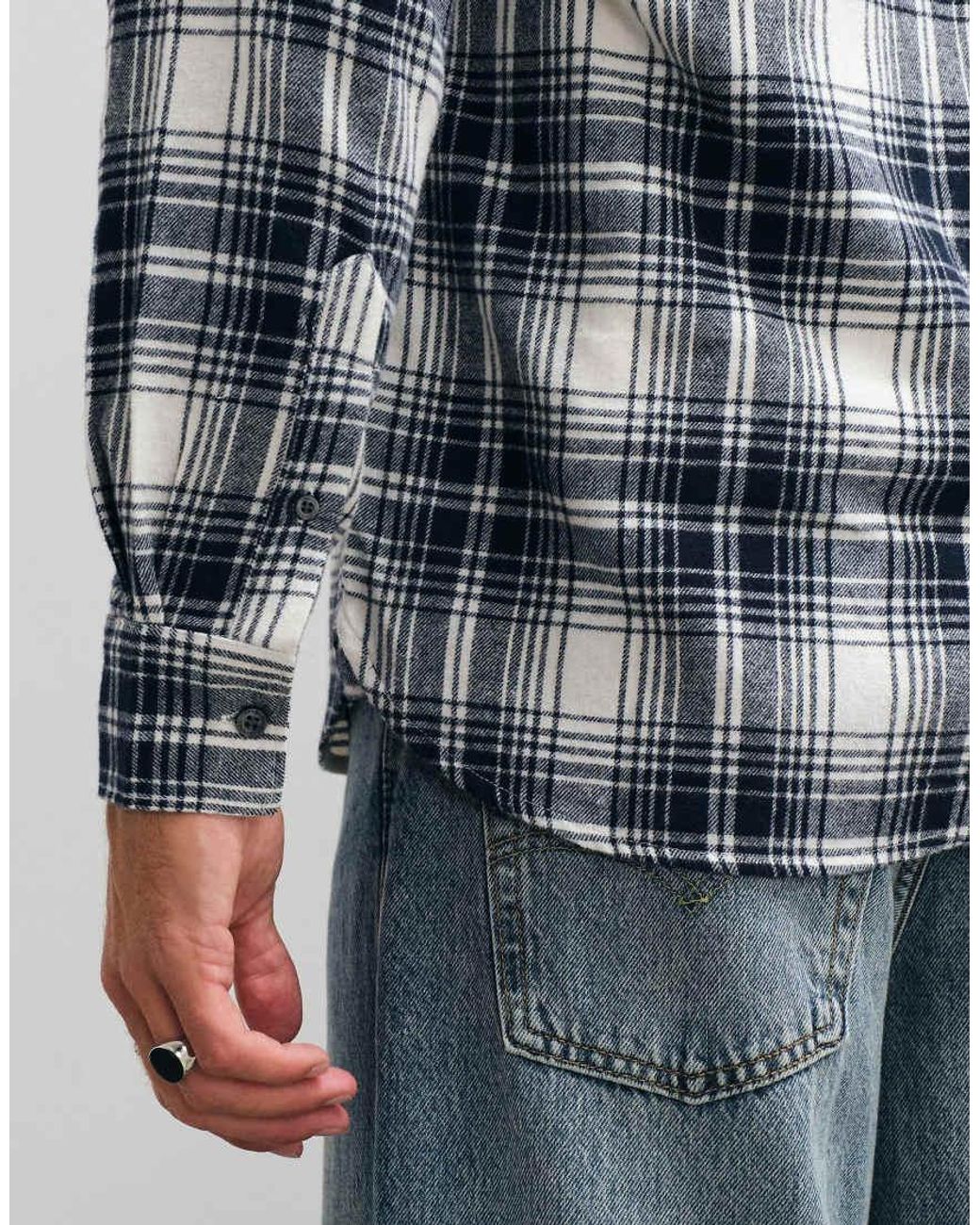 French Connection Blue Scot Long Sleeve Check Flannel Shirt for men