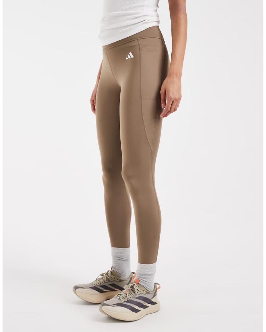 Adidas Originals Natural Optimé Essentials Stash Pocket Full-Length Leggings