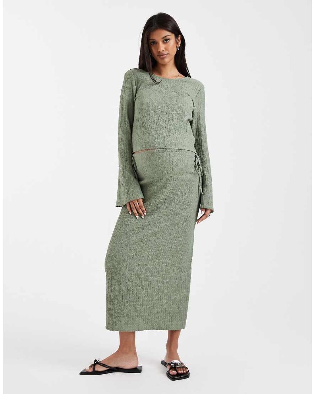 Mama.licious Green Mamalicious Maternity Textured Jersey Bell Sleeve Top Co-Ord