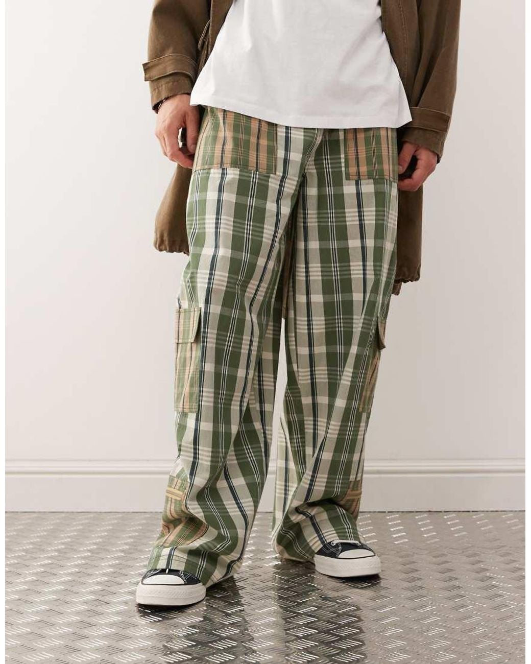 Collusion Green baggy Cargo Pants for men