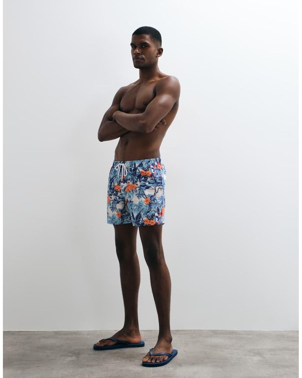 Panos Emporio Blue Classic Swimshort Hibiscus for men