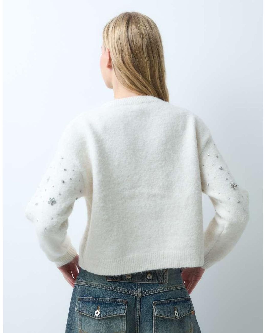 Miss Selfridge White Embellished Button Through Pocket Detail Cardigan