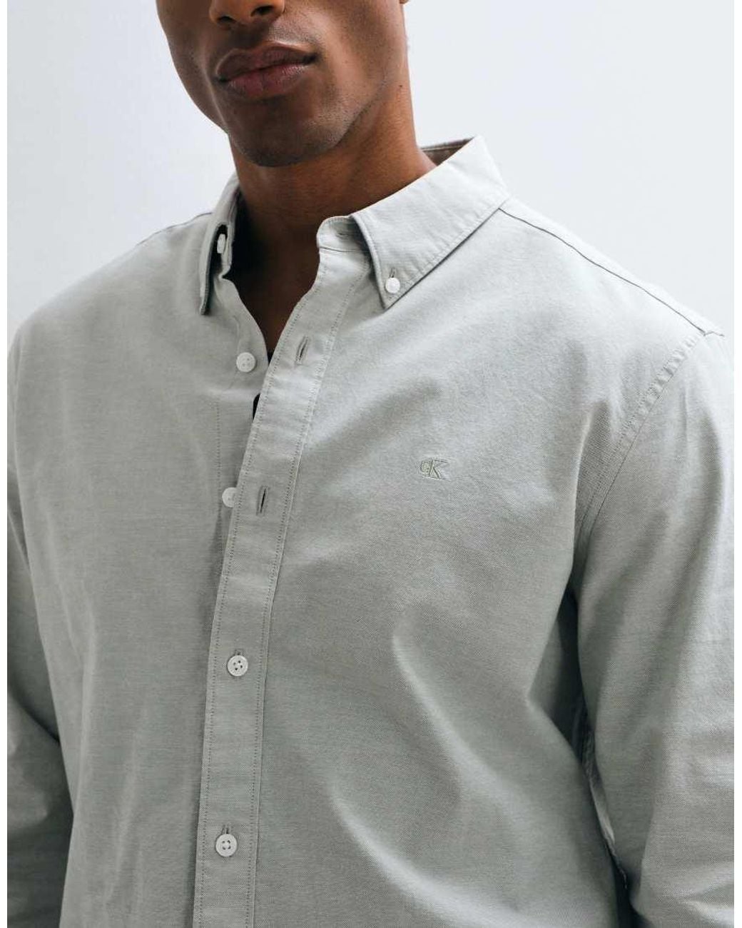 Calvin Klein Gray Classic Long Sleeve Oxford Shirt for men