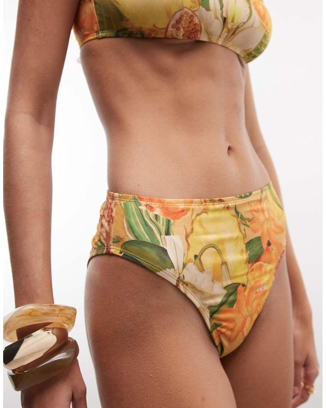 ASOS Multicolor Pia Papaya Azores High Leg High Waist Bikini Bottom