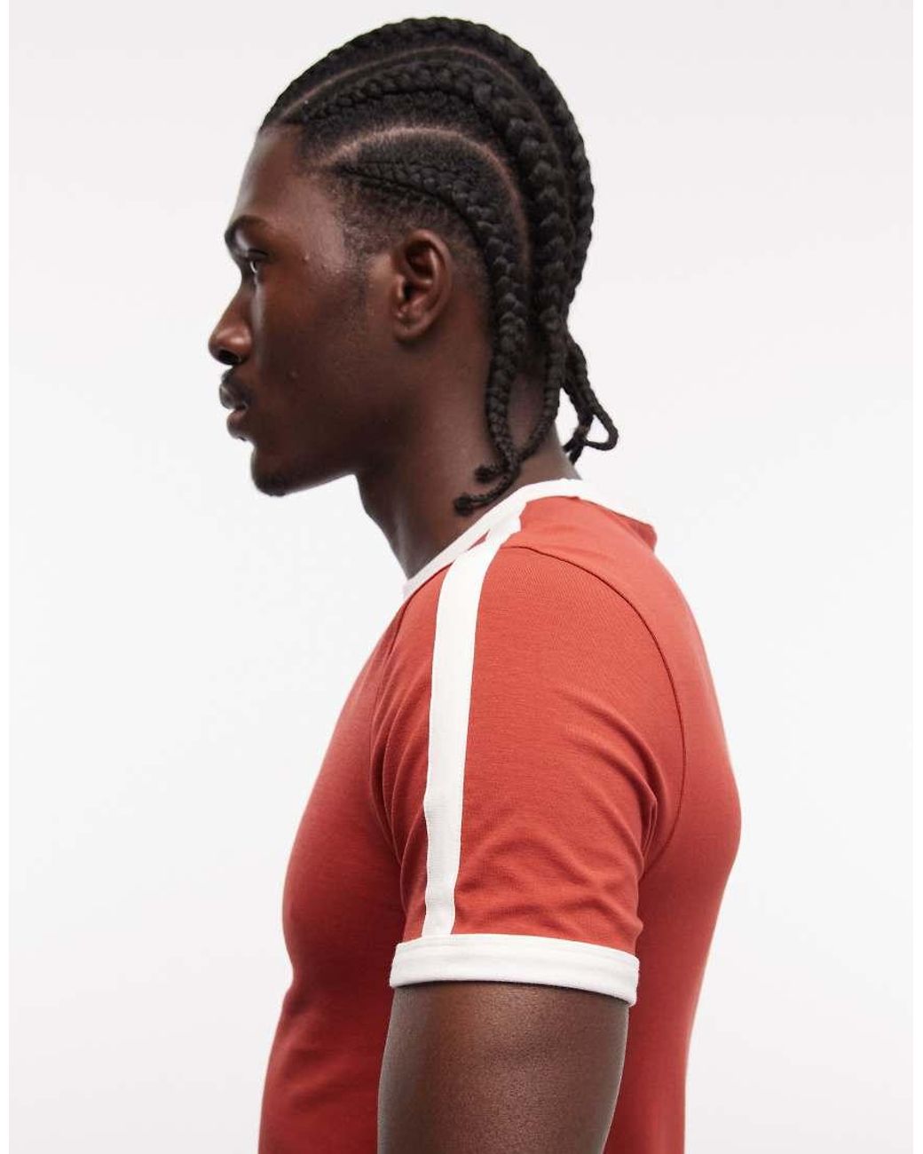 ASOS Red Muscle Ringer T-shirt With High Build Sports Graphic for men