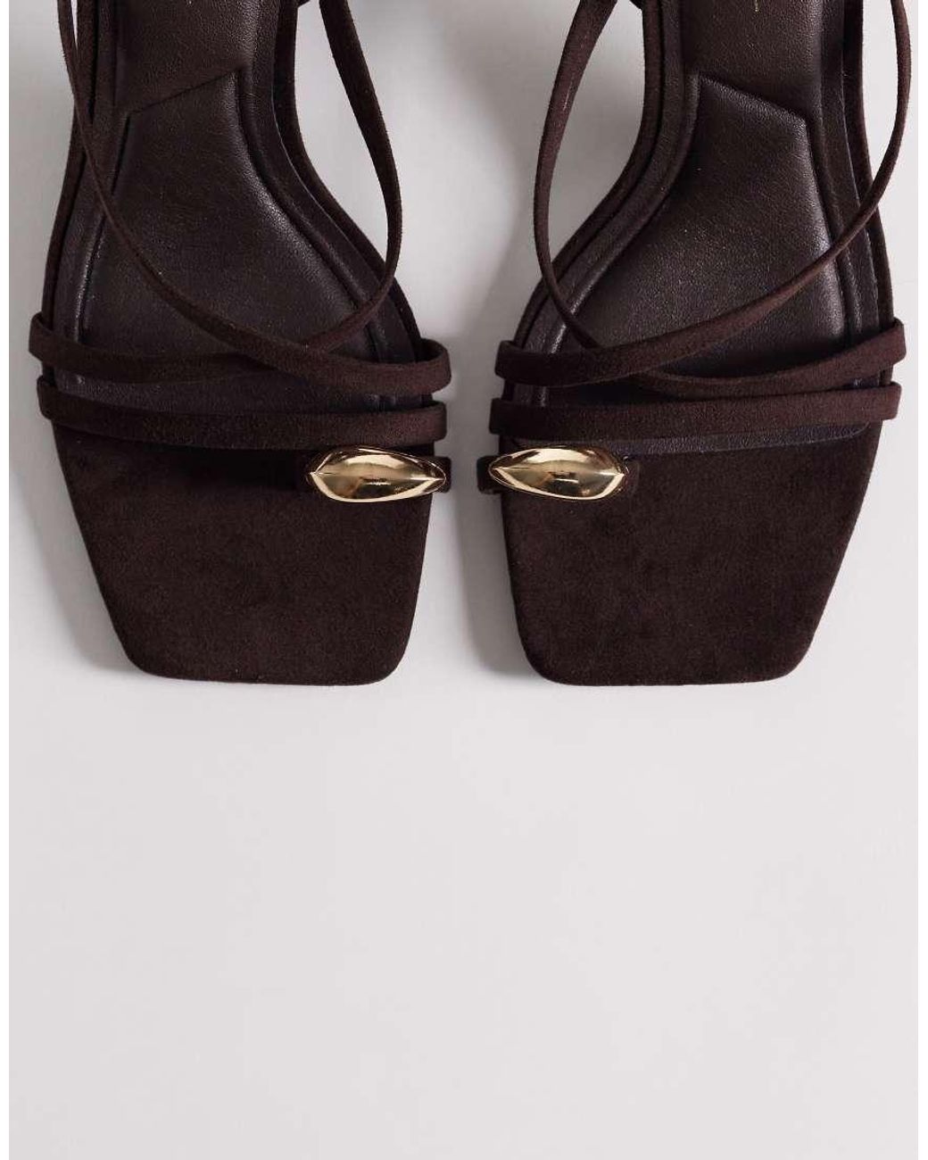 New Look White Metal Toe Loop Block Heeled Sandal