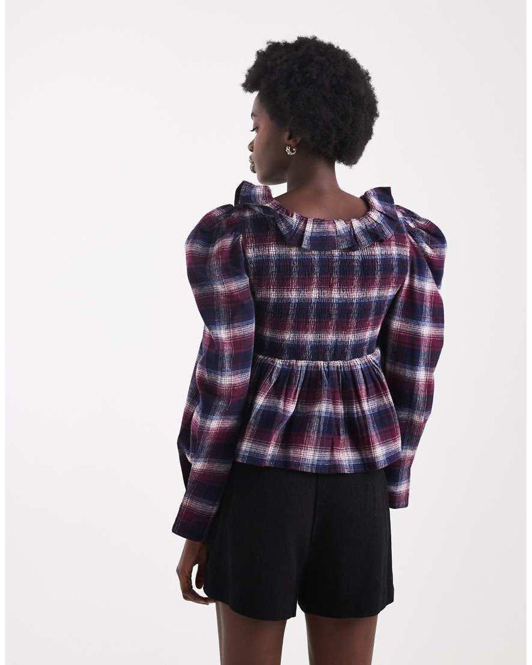 Native Youth Purple Long Sleeve Ruffle Detailed Blouse