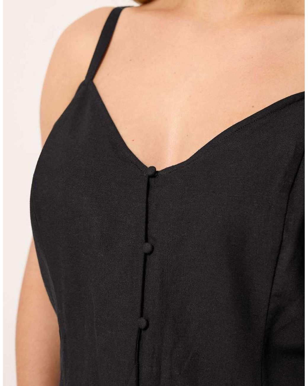 Yours Clothing Black Linen Swing Dress