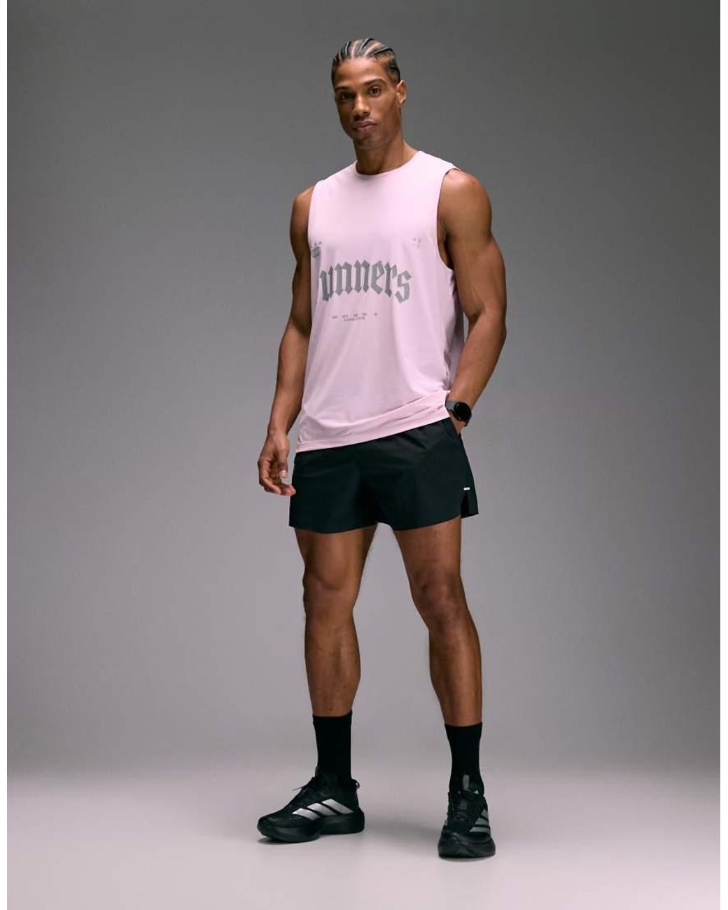 4505 Pink Nylon Performance Mesh Quick-dry Graphic Running Singlet for men