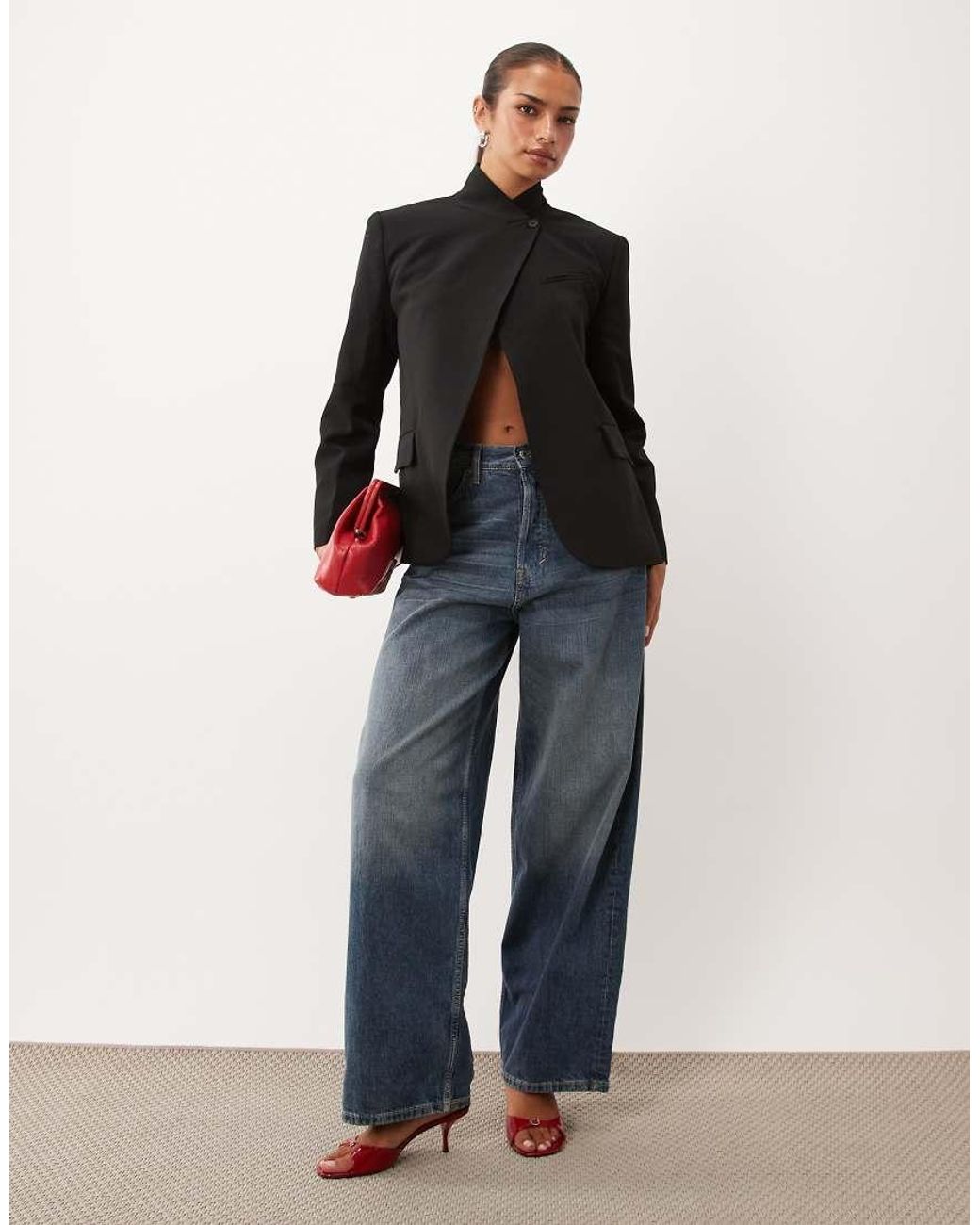 Lioness Black Trophy Club Asymmetric Wrap Front Blazer