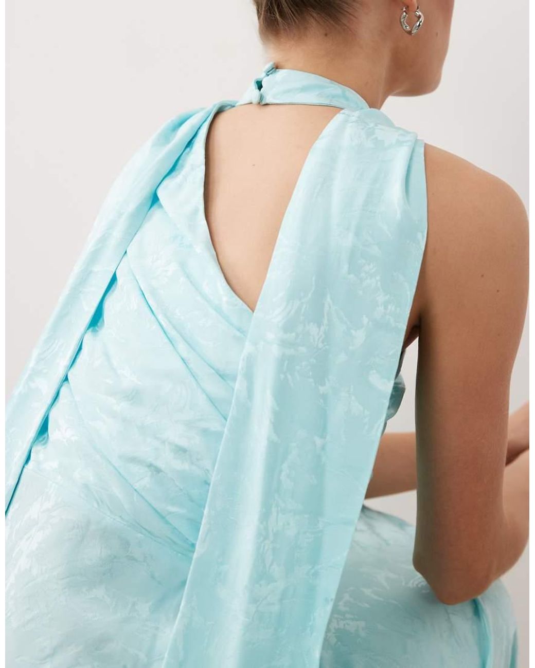 Nobody's Child Blue Nobodys Child Occasion Oceane Satin Jacquard Maxi Dress