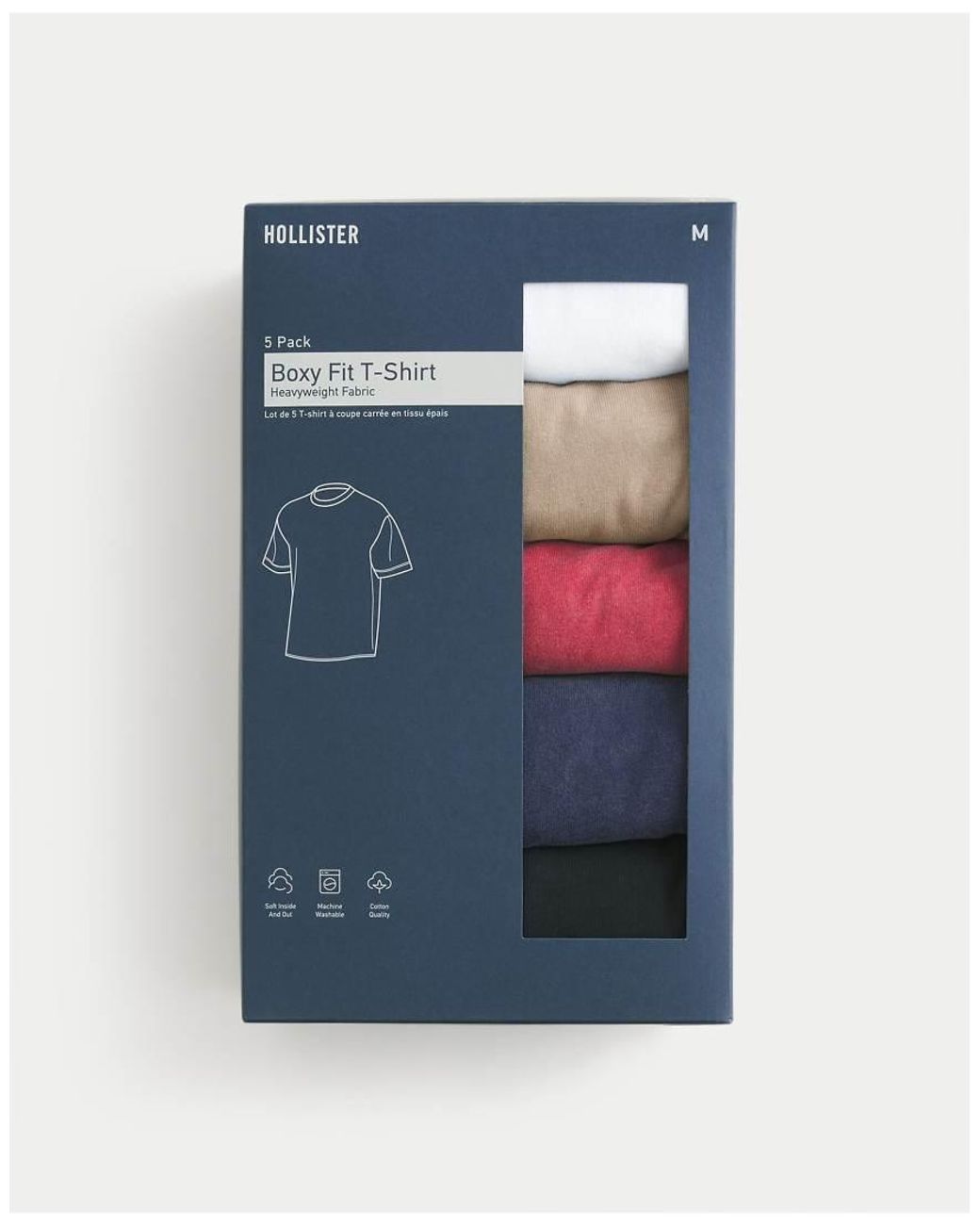 Hollister Blue Boxy Heavyweight Crew T-Shirt 5-Pack for men