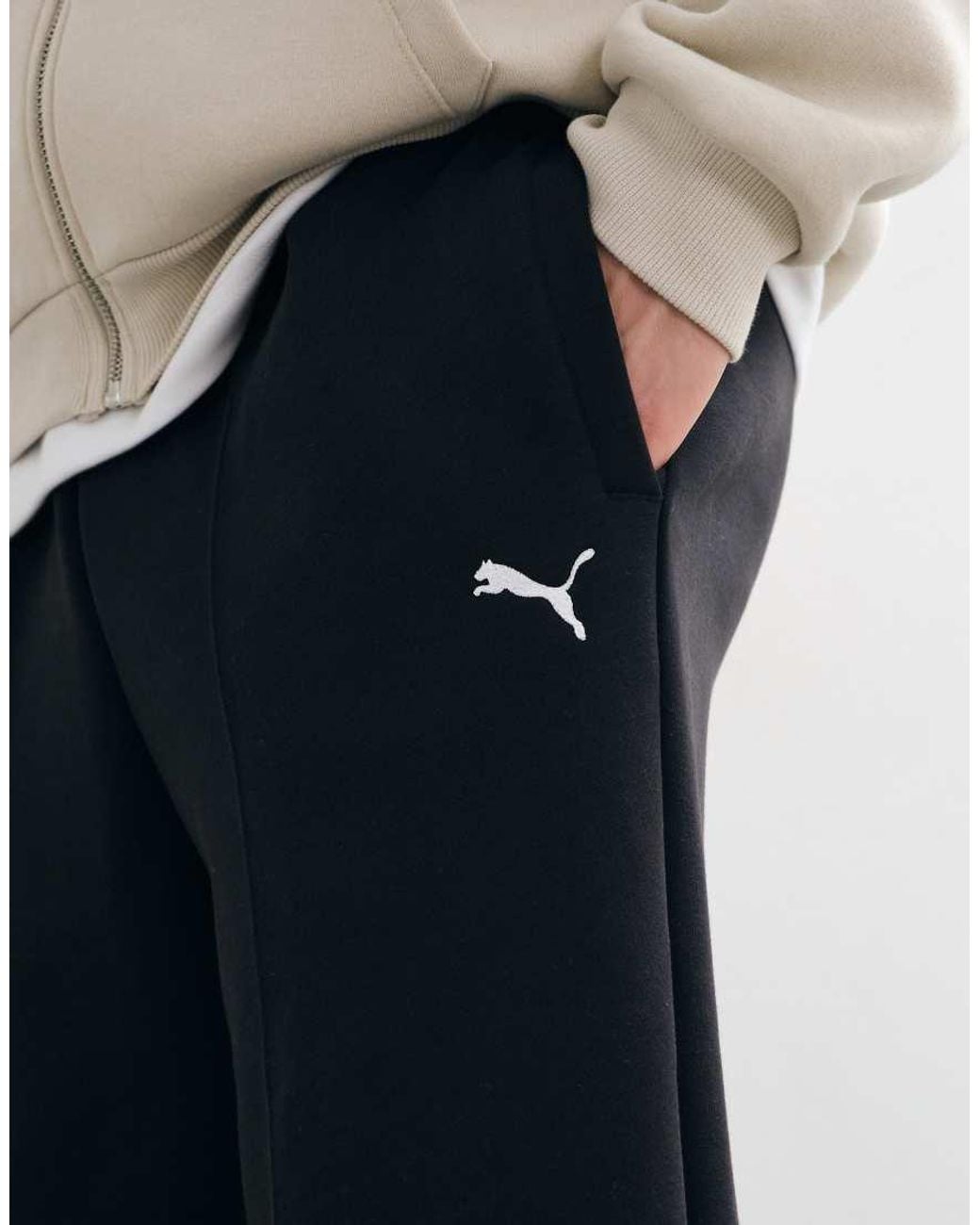 PUMA Black Essentials Heavy Fleece Relaxed Sweatpants for men