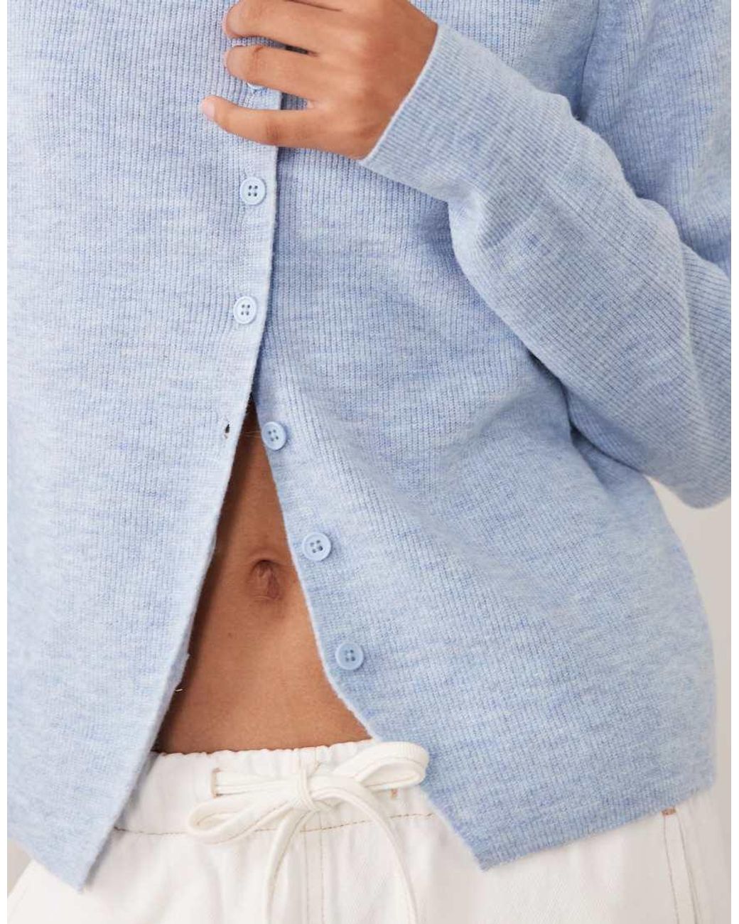 ASOS Blue Funnel Neck Mini Button Cardigan