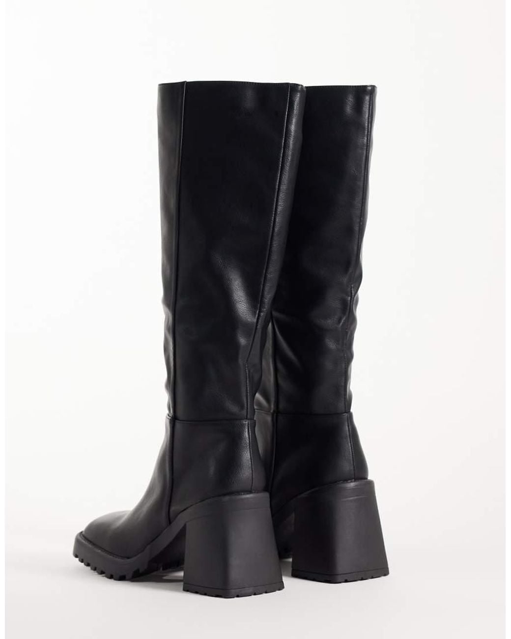 Raid Wide Fit Black Carnie Block Heel Knee Boots