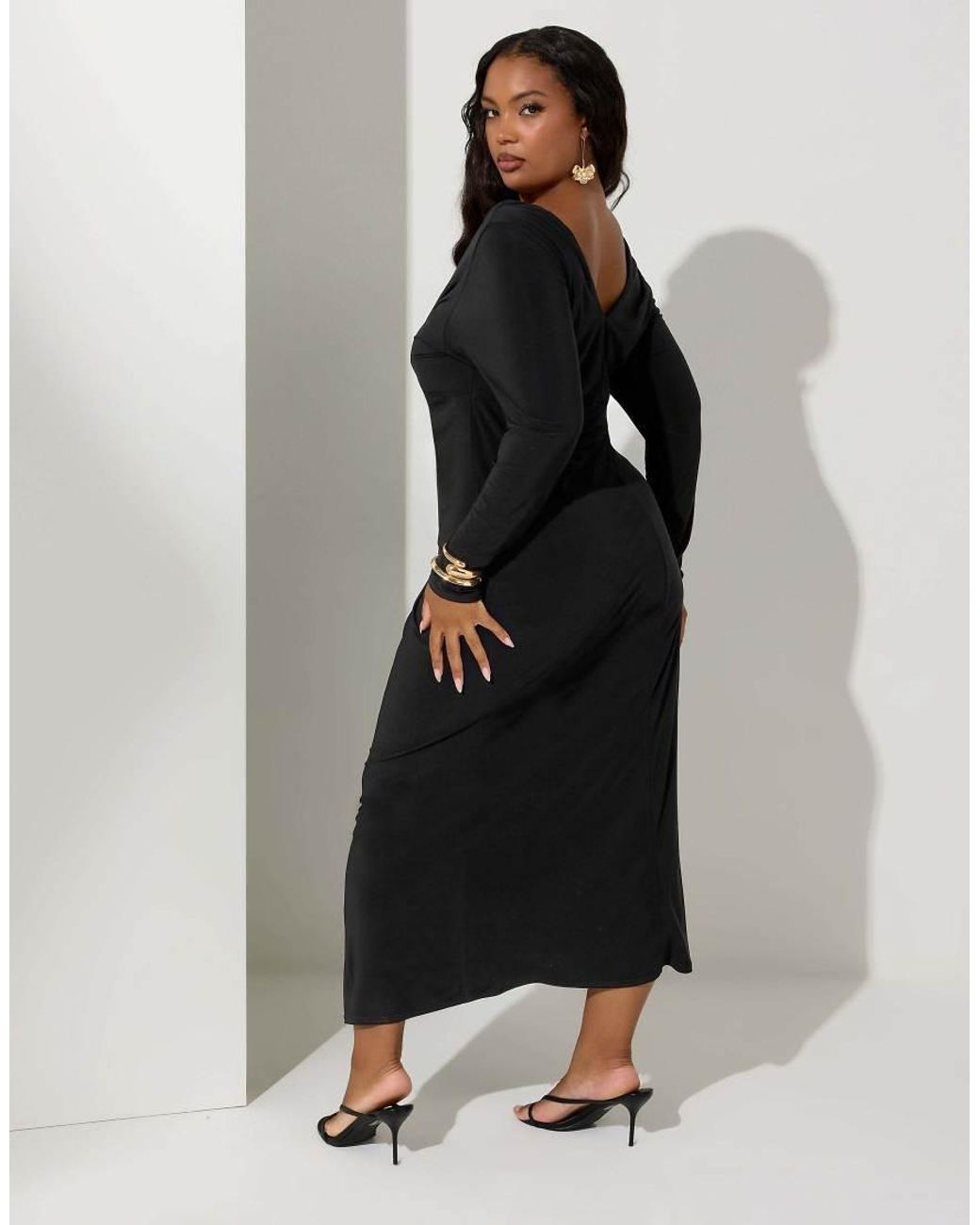 Yours Clothing Black Knot Front Maxi Dress