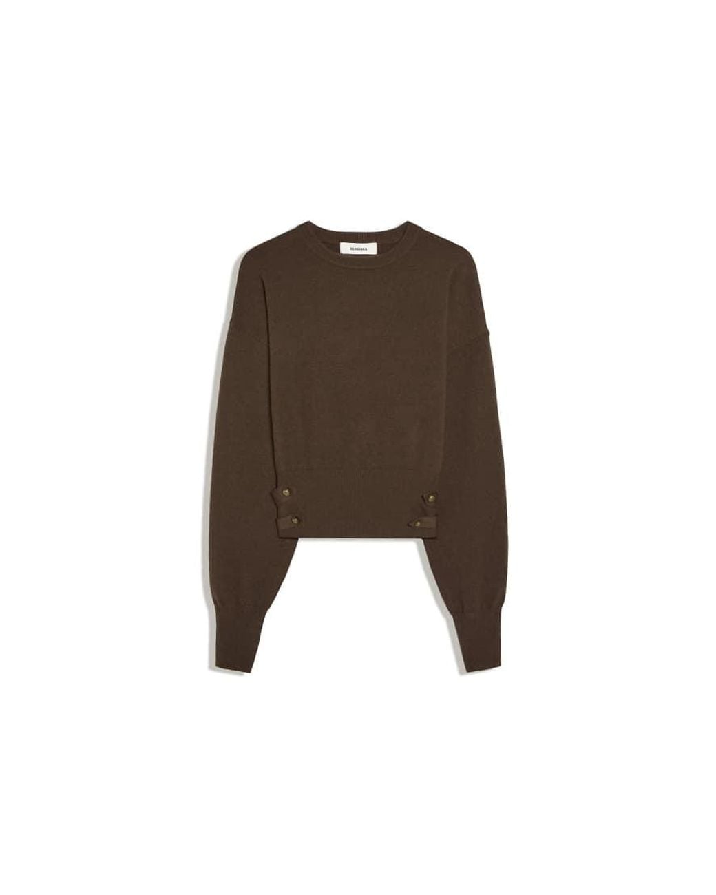 Bershka Brown Round Neck Jumper With Button Detail