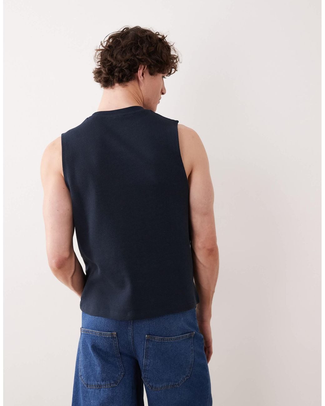 ASOS Blue Regular Fit Boxy Tank for men