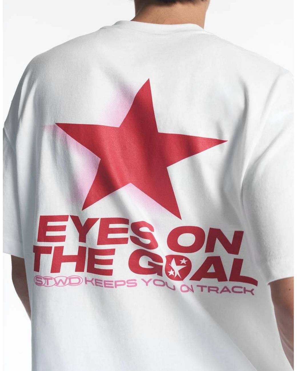 Pull&Bear White Stwd Red Star T-shirt for men