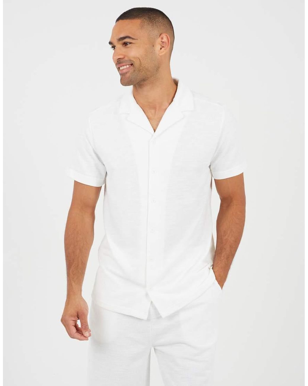 Brave Soul White Revere Collar Shirt for men