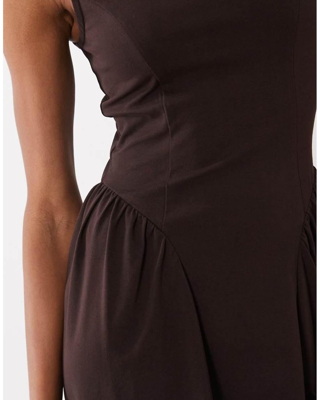 ASOS Black Boat Neck Waist Detail Midi Dress
