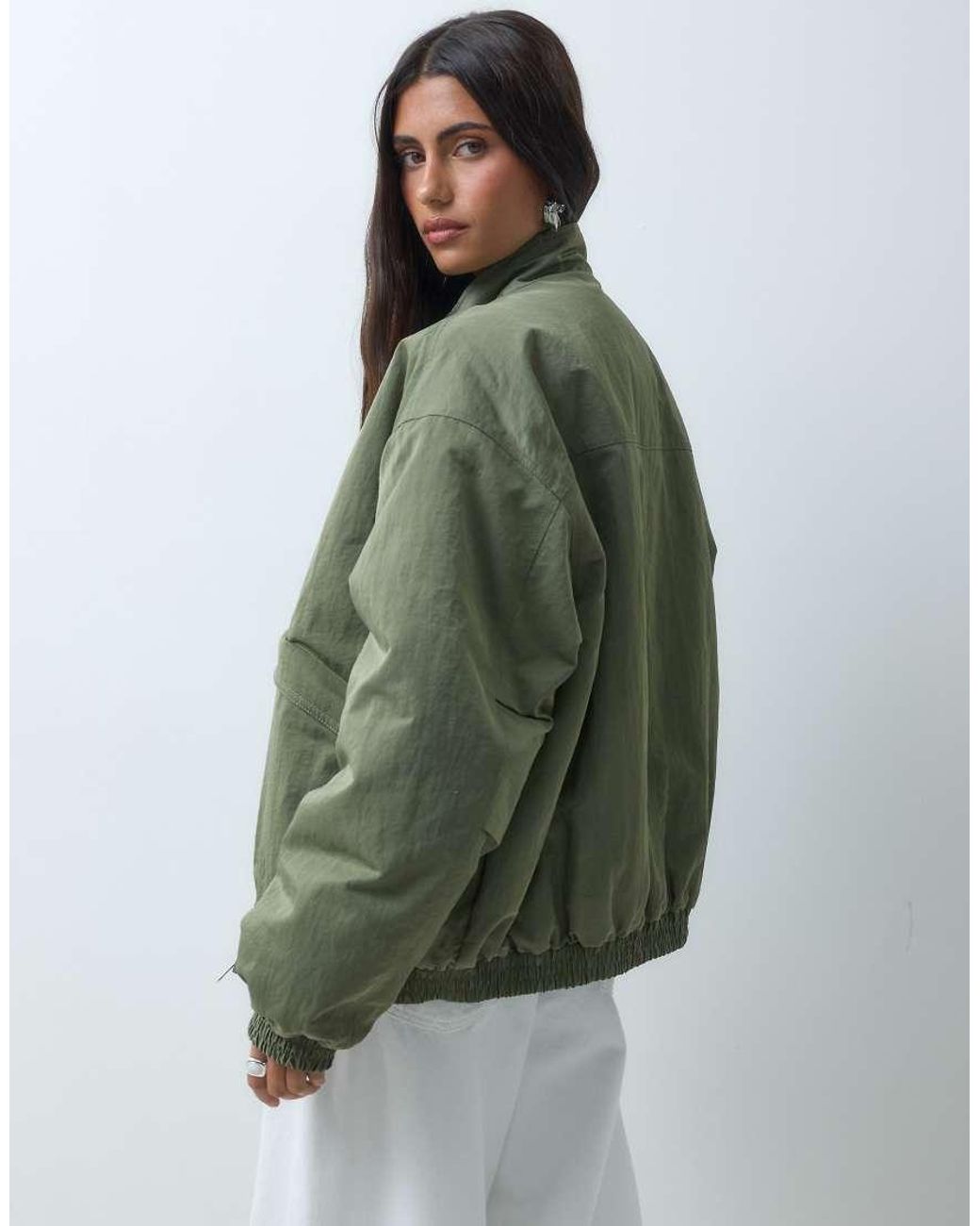 ASOS Green Oversized Bubble Hem Bomber Jacket