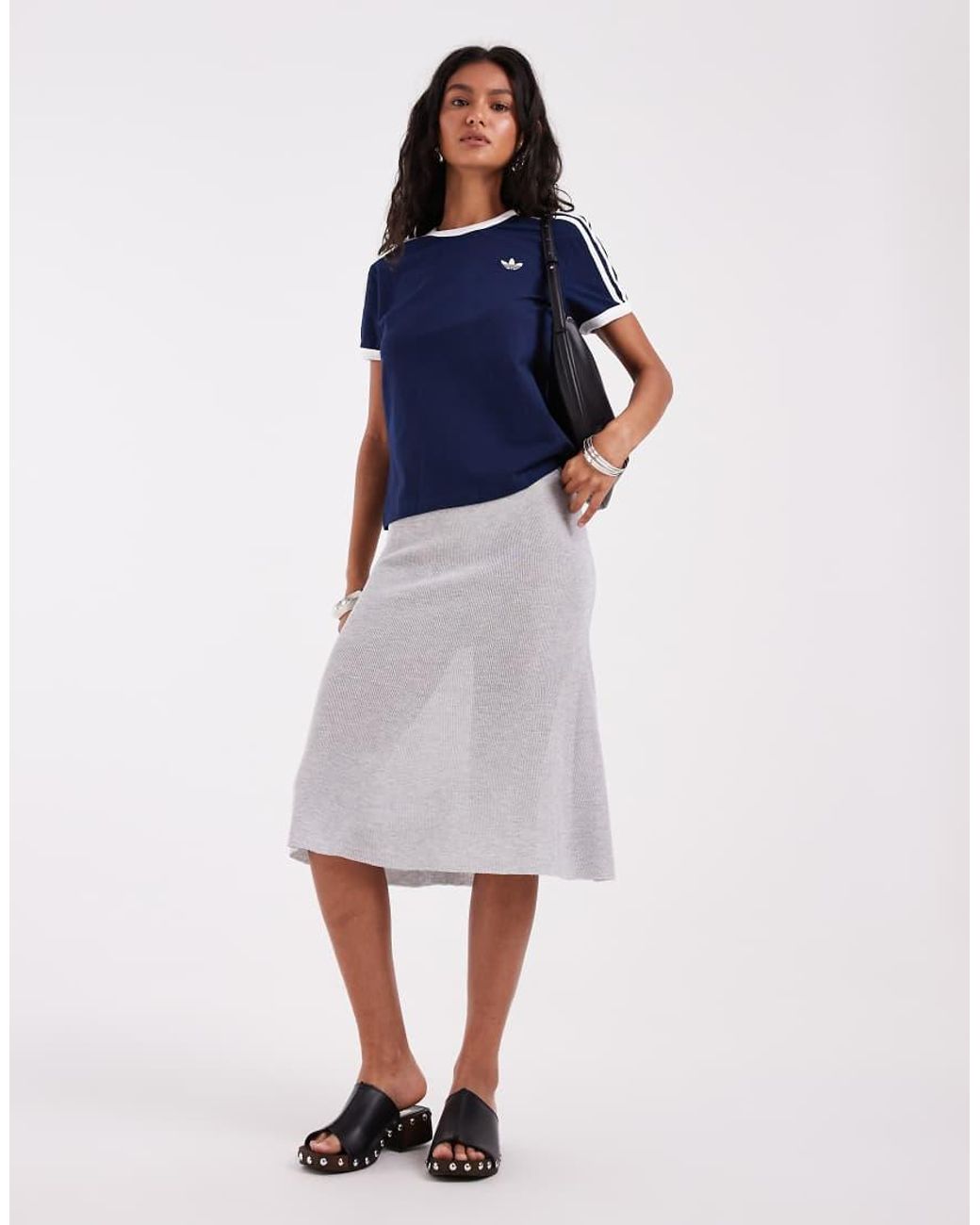 Adidas Originals Blue Slim Fit Three Stripe T-Shirt