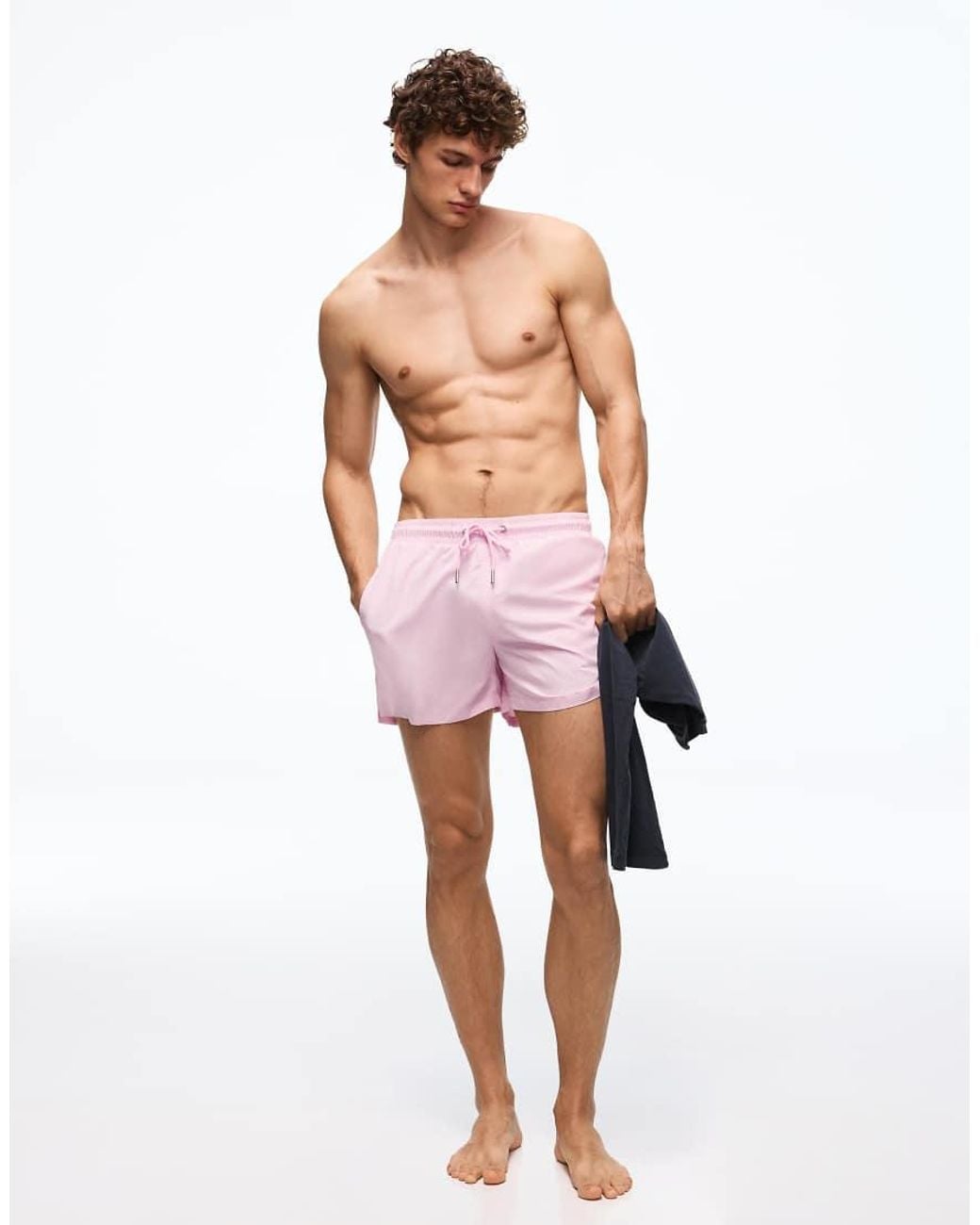 Bershka Red Basic Swim Shorts for men