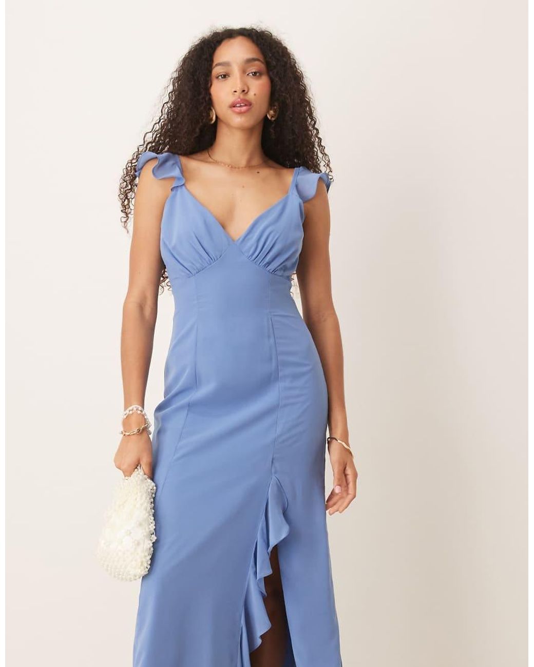 ANAYA Blue Strappy V Neck Maxi Dress