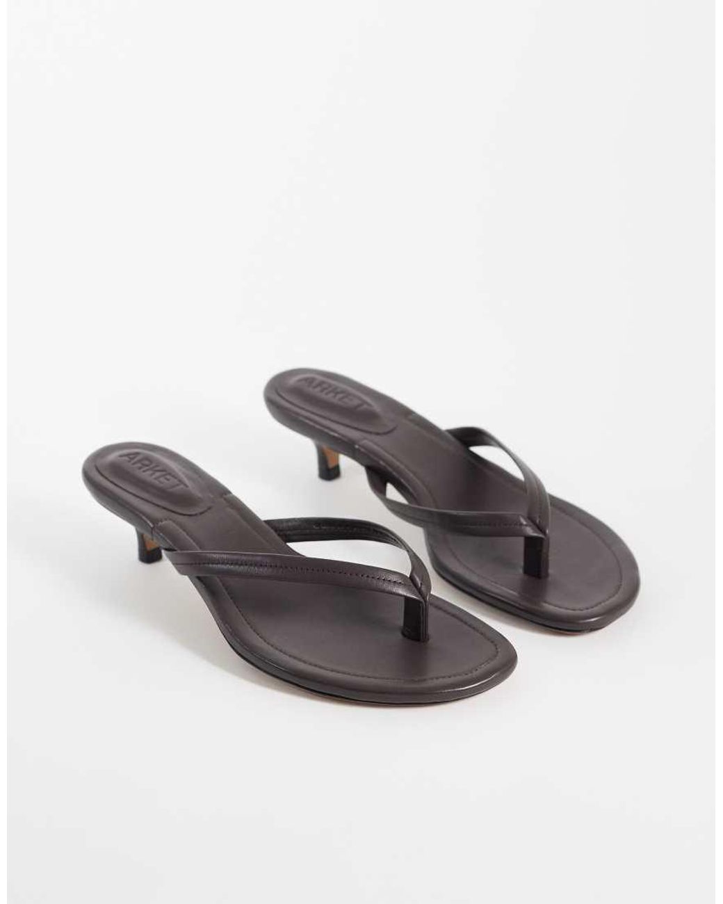 ARKET Brown Premium Leather Kitten Heel Thong